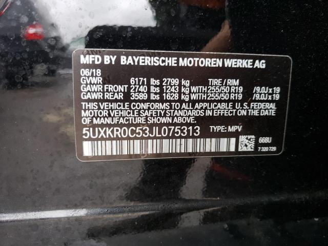 5UXKR0C53JL075313 - 2018 BMW X5 XDRIVE35I Қара фото 13