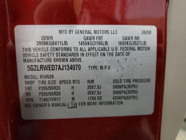 5GZLRWED7AJ134970 - 2010 SATURN OUTLOOK XR ბურგუნდია ფოტო 13