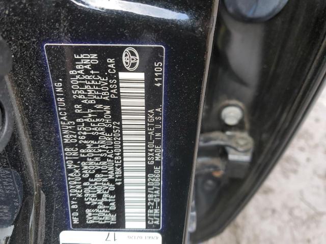 4T1BK1EB4DU020572 - 2013 TOYOTA AVALON BASE 黑色 照片 13