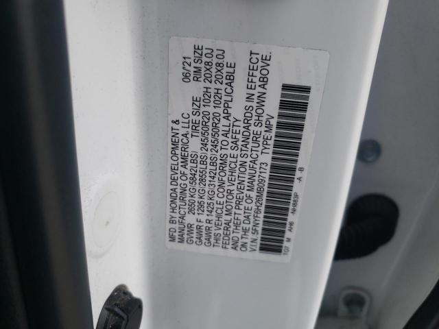 5FNYF6H26MB097173 - 2021 HONDA PILOT SE WHITE photo 13