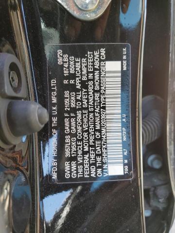 SHHFK7H43MU203927 - 2021 HONDA CIVIC SPORT 黑色 照片 12