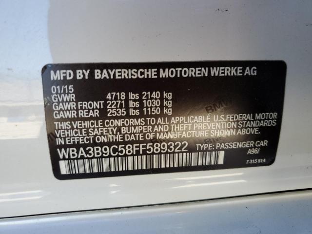 WBA3B9C58FF589322 - 2015 BMW 335 XI WHITE photo 12