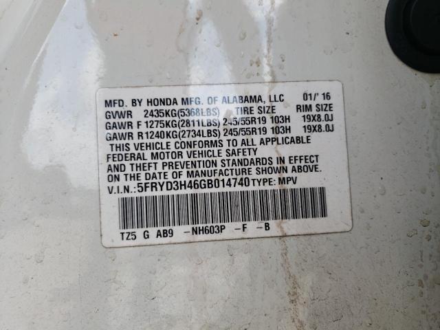 5FRYD3H46GB014740 - 2016 ACURA MDX TECHNOLOGY WHITE photo 13