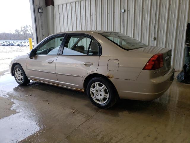 1HGES16592L076134 - 2002 HONDA CIVIC LX TAN photo 2