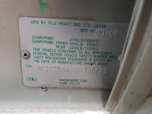 JF1SG65655H720283 - 2005 SUBARU FORESTER 2.5XS ვერცხლისფერი ფოტო 12