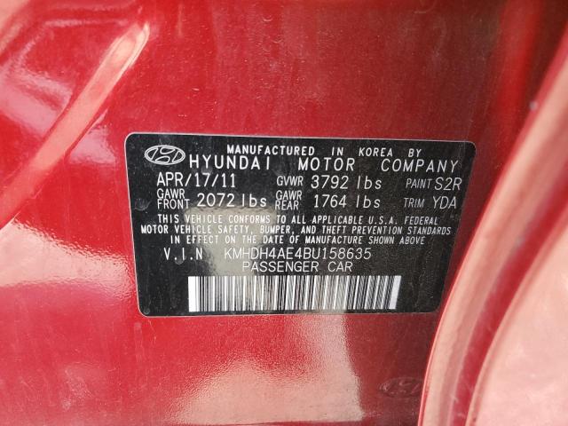 KMHDH4AE4BU158635 - 2011 HYUNDAI ELANTRA GLS RED photo 13