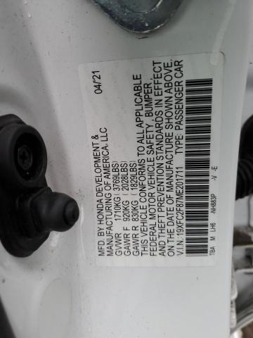 19XFC2F87ME201711 - 2021 HONDA CIVIC SPORT 白色 照片 12