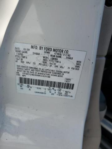 1FMCU49309KC03148 - 2009 FORD ESCAPE HYBRID WHITE photo 13