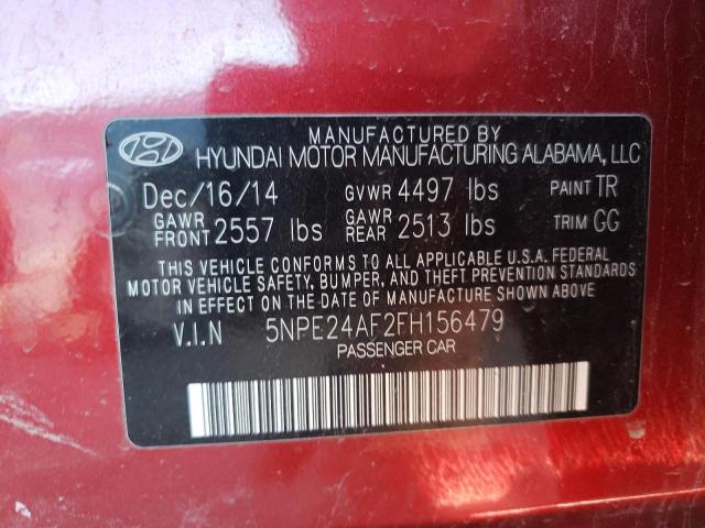 5NPE24AF2FH156479 - 2015 HYUNDAI SONATA SE RED photo 13