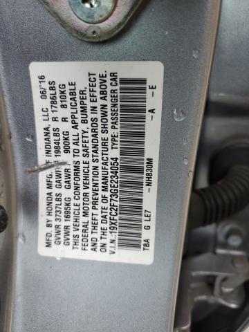 19XFC2F73GE234054 - 2016 HONDA CIVIC EX GRAY photo 12