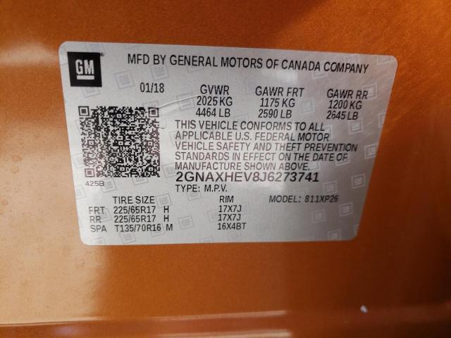 2GNAXHEV8J6273741 - 2018 CHEVROLET EQUINOX LS ORANGE photo 13