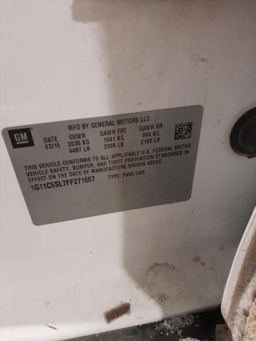 1G11C5SL7FF271667 - 2015 CHEVROLET MALIBU 1LT WHITE photo 13