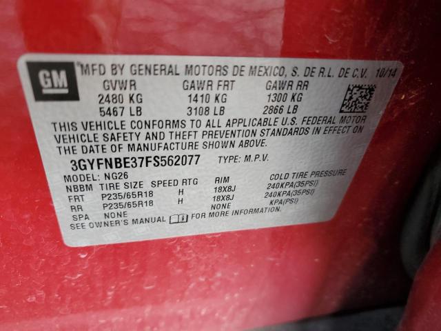 3GYFNBE37FS562077 - 2015 CADILLAC SRX LUXURY COLLECTION RED photo 13