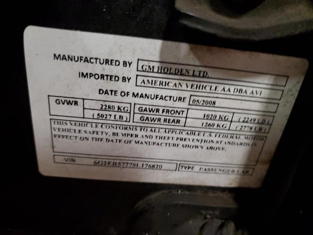 6G2ER57779L176820 - 2009 PONTIAC G8 BLACK photo 12