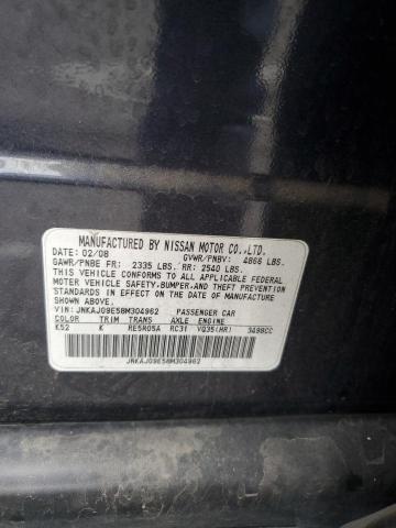 JNKAJ09E58M304962 - 2008 INFINITI EX35 BASE Կապույտ լուսանկար 12