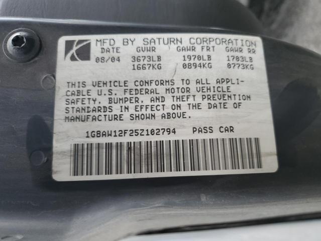 1G8AW12F25Z102794 - 2005 SATURN ION LEVEL 3 BLUE photo 12