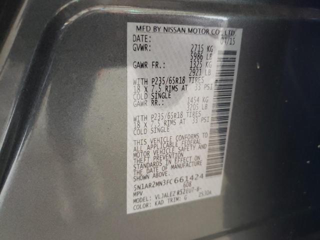 5N1AR2MN3FC661424 - 2015 NISSAN PATHFINDER S Boz foto 13