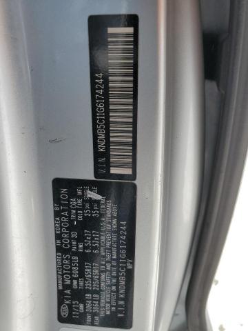 KNDMB5C11G6174244 - 2016 KIA SEDONA LX SILVER photo 13