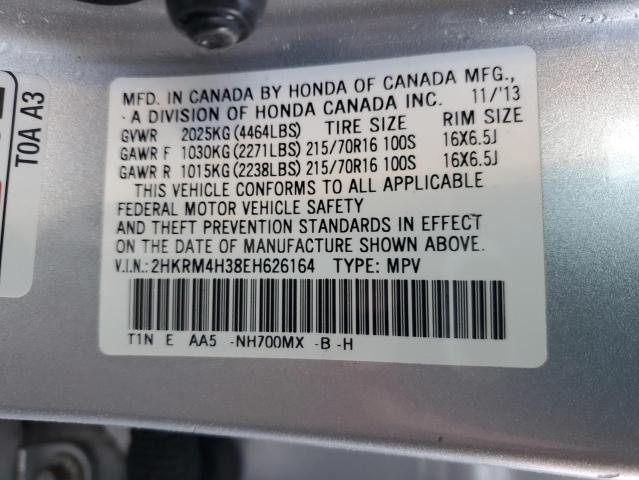 2HKRM4H38EH626164 - 2014 HONDA CR-V LX SILVER photo 13