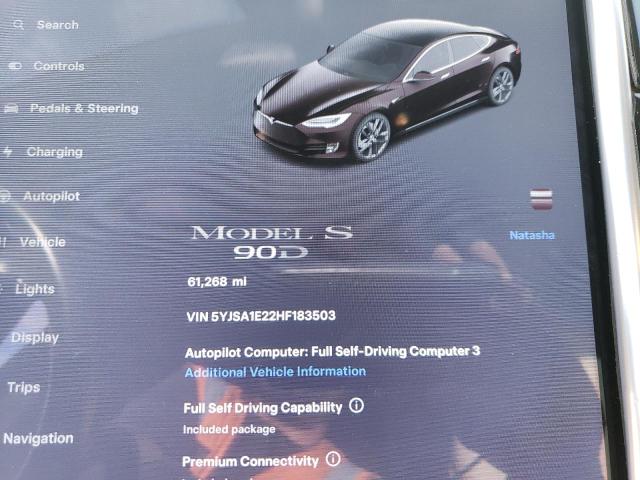 5YJSA1E22HF183503 - 2017 TESLA MODEL S BLACK photo 9