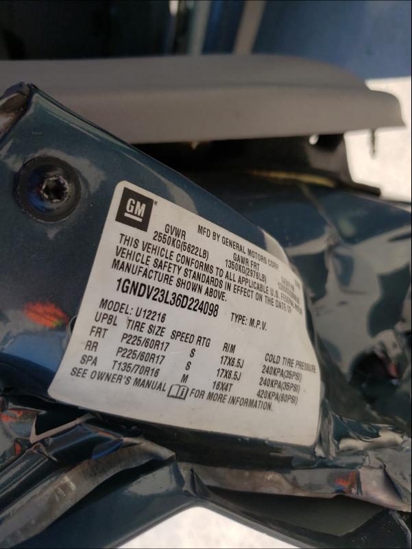 1GNDV23L36D224098 - 2006 CHEVROLET UPLANDER LS 蓝色 照片 10