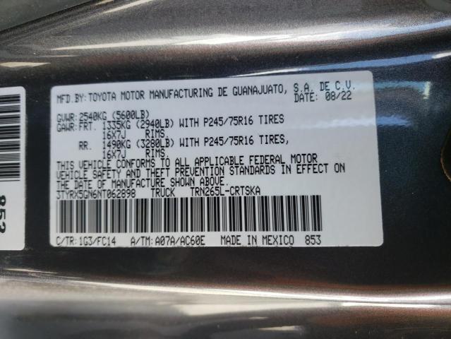 3TYRX5GN6NT062898 - 2022 TOYOTA TACOMA ACCESS CAB Сұр фото 12