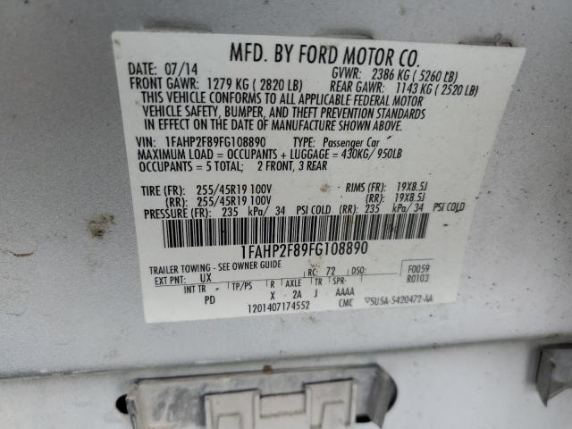 1FAHP2F89FG108890 - 2015 FORD TAURUS LIMITED SILVER photo 12