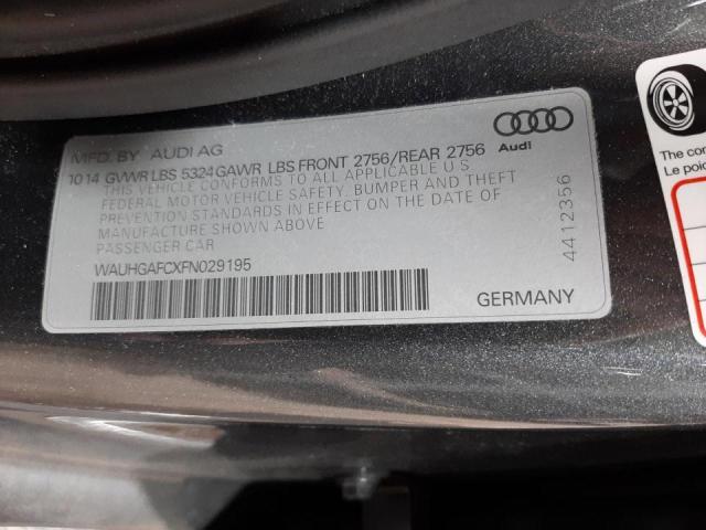 WAUHGAFCXFN029195 - 2015 AUDI A6 PRESTIGE GRAY photo 12