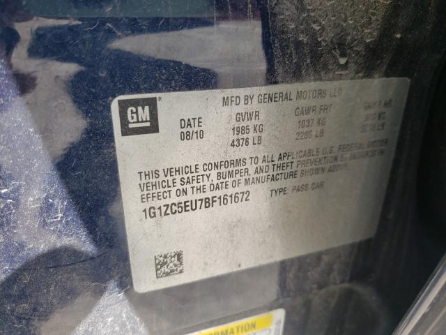 1G1ZC5EU7BF161672 - 2011 CHEVROLET MALIBU 1LT BLACK photo 10