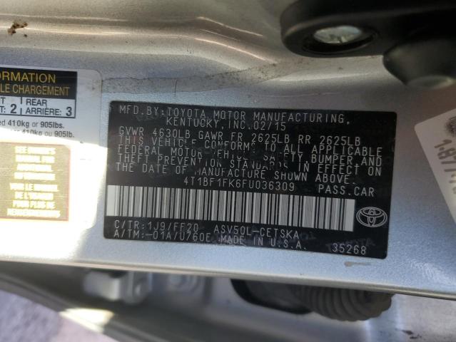 4T1BF1FK6FU036309 - 2015 TOYOTA CAMRY LE SILVER photo 12