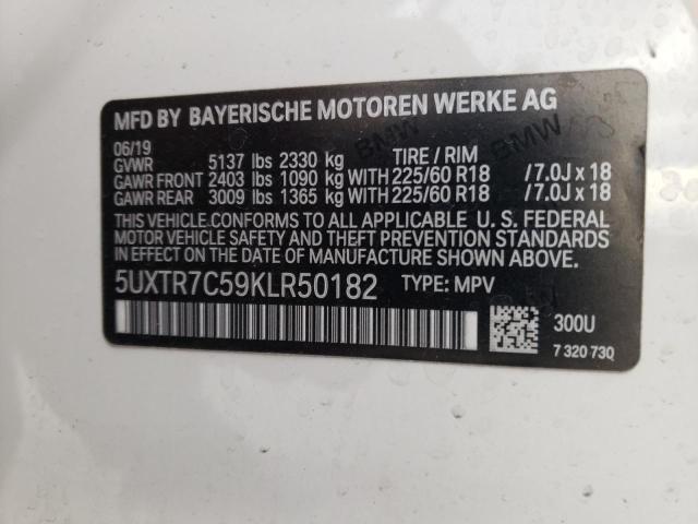 5UXTR7C59KLR50182 - 2019 BMW X3 SDRIVE30I Weiß Foto 12