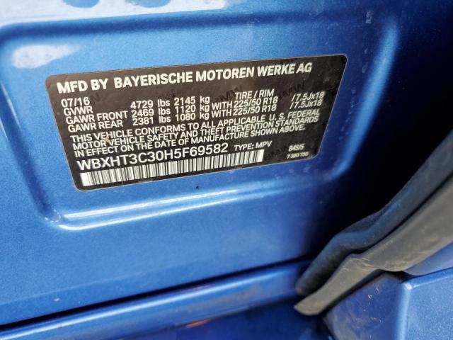 WBXHT3C30H5F69582 - 2017 BMW X1 XDRIVE28I BLUE photo 12