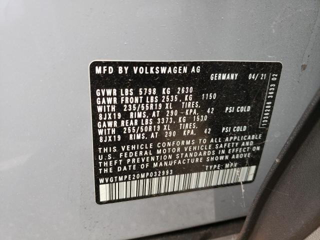 WVGTMPE20MP032993 - 2021 VOLKSWAGEN ID.4 PRO S ნაცრისფერი ფოტო 13