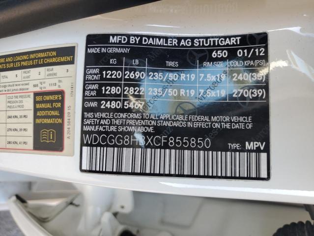 WDCGG8HBXCF855850 - 2012 MERCEDES-BENZ GLK 350 4MATIC WHITE photo 13