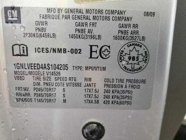 1GNLVEED4AS104205 - 2010 CHEVROLET TRAVERSE LS SILVER photo 13