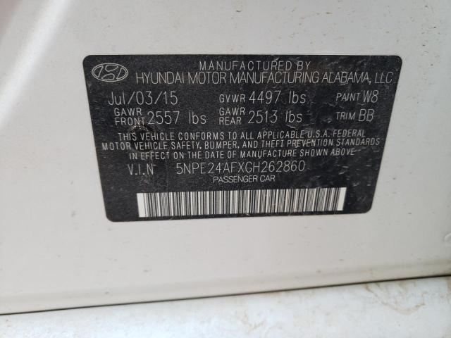 5NPE24AFXGH262860 - 2016 HYUNDAI SONATA SE WHITE photo 12