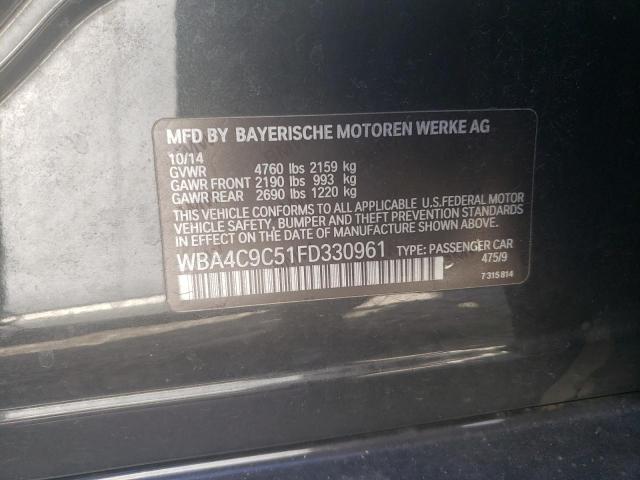 WBA4C9C51FD330961 - 2015 BMW 428 XI GRAN COUPE SULEV BLACK photo 12