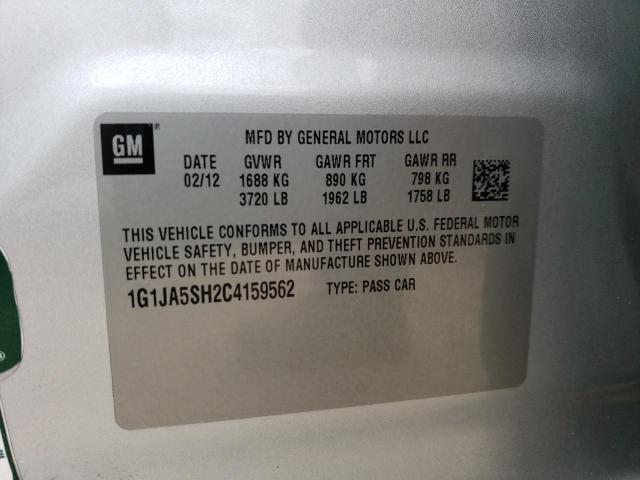 1G1JA5SH2C4159562 - 2012 CHEVROLET SONIC LS SILVER photo 12