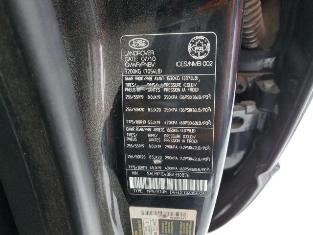 SALMP1E48BA330876 - 2011 LAND ROVER RANGE ROVE AUTOBIOGRAPHY BLACK photo 13