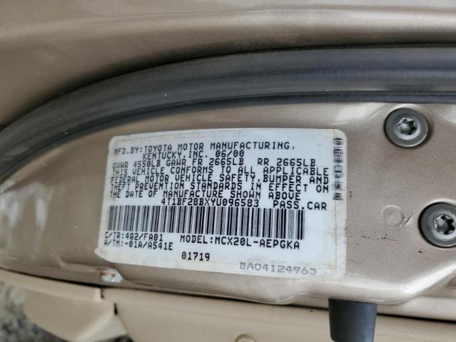 4T1BF28BXYU096583 - 2000 TOYOTA AVALON XL TAN photo 13