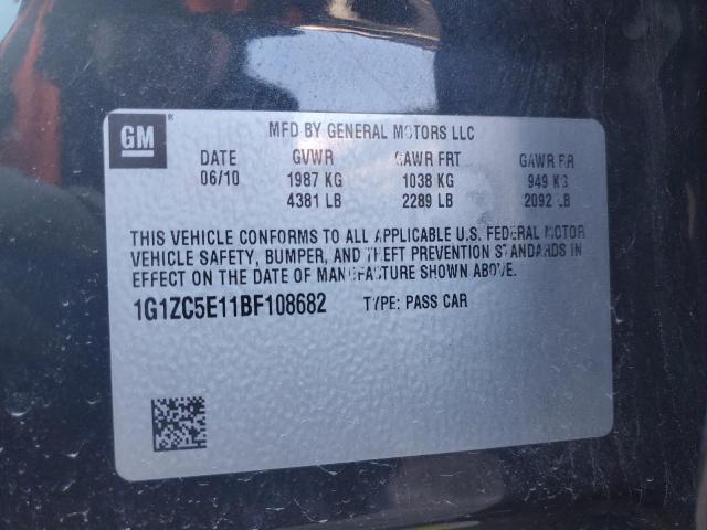 1G1ZC5E11BF108682 - 2011 CHEVROLET MALIBU 1LT BLACK photo 12