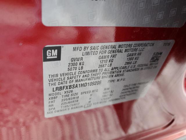 LRBFXBSA1HD109206 - 2017 BUICK ENVISION ESSENCE Շագանակագույն լուսանկար 12