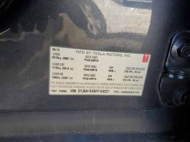 5YJSA1E46FF104221 - 2015 TESLA MODEL S ნაცრისფერი ფოტო 12