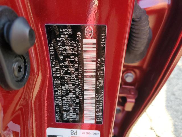 4T1BF1FK9GU597671 - 2016 TOYOTA CAMRY LE RED photo 12