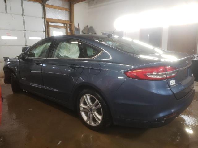 3FA6P0UU8JR145555 - 2018 FORD FUSION S HYBRID BLUE photo 2