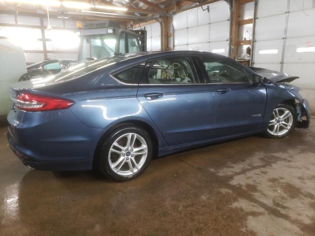 3FA6P0UU8JR145555 - 2018 FORD FUSION S HYBRID BLUE photo 3