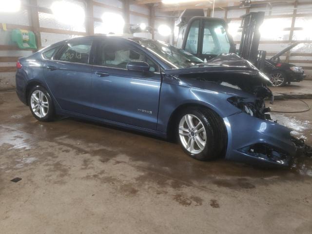 3FA6P0UU8JR145555 - 2018 FORD FUSION S HYBRID BLUE photo 4