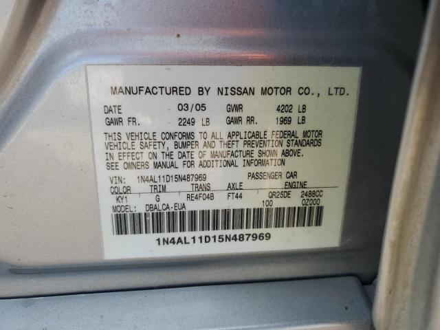 1N4AL11D15N487969 - 2005 NISSAN ALTIMA S SILVER photo 12