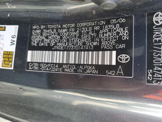 JTKDE177370147413 - 2007 TOYOTA SCION TC ნაცრისფერი ფოტო 12