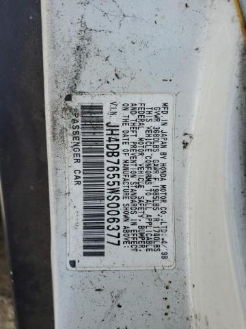 JH4DB7655WS006377 - 1998 ACURA INTEGRA LS WHITE photo 12